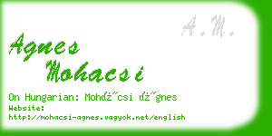 agnes mohacsi business card